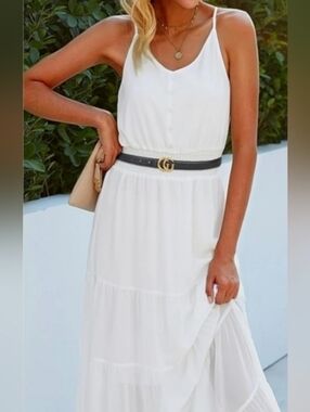 Black Leather Belt with Gold Buckle
